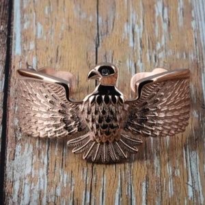 Rose Gold Eagle Cuff with White Zircon Eye
